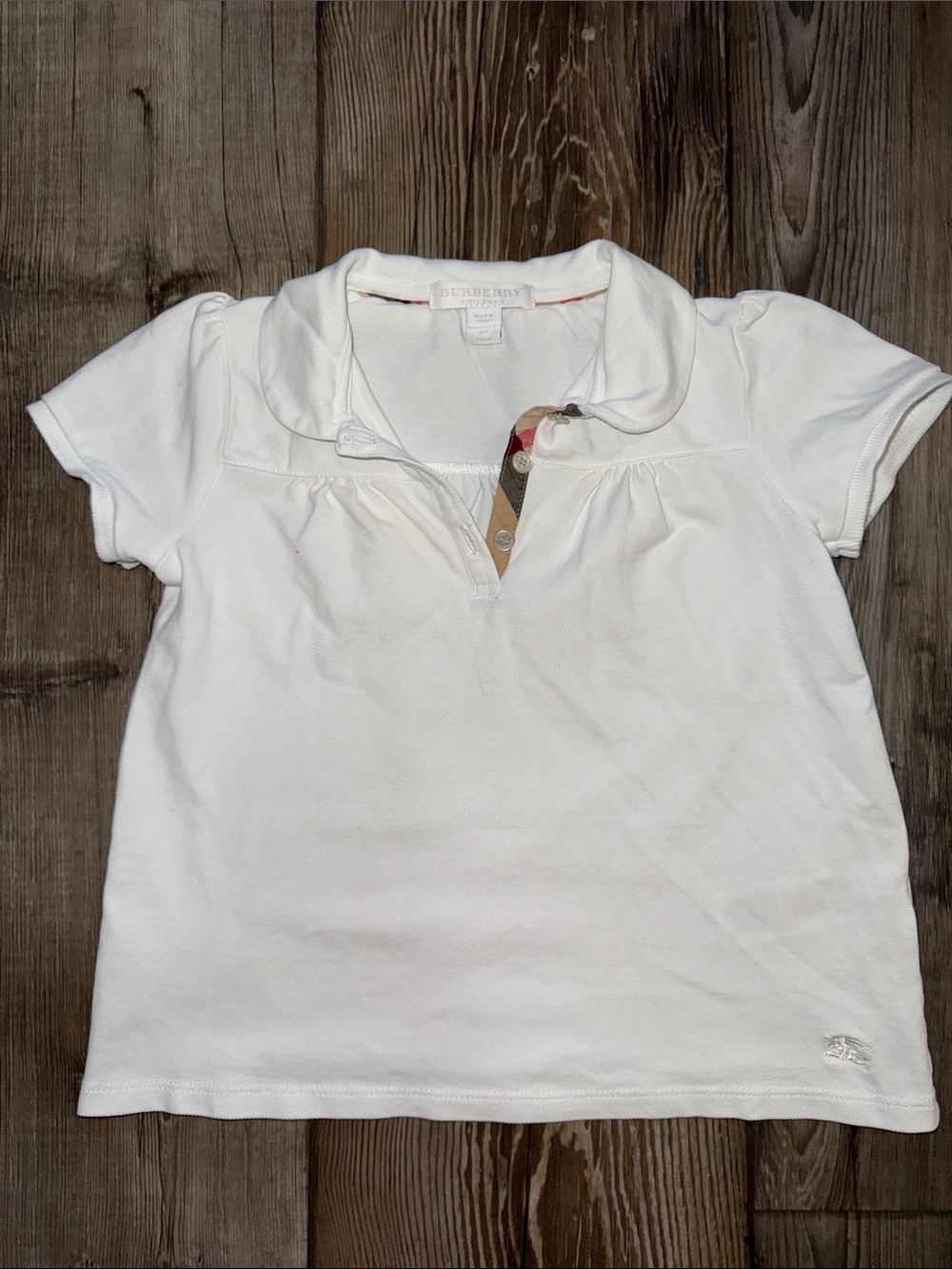 Burberry White Polo Shirt with Signature Check Placket